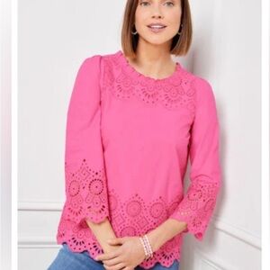 Talbot’s Pink Cotton Eyelet Top Size XL